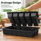 Gardzen 5 Pack Seed Starter Trays with Vented Domes 150 Cell Black - Image 5