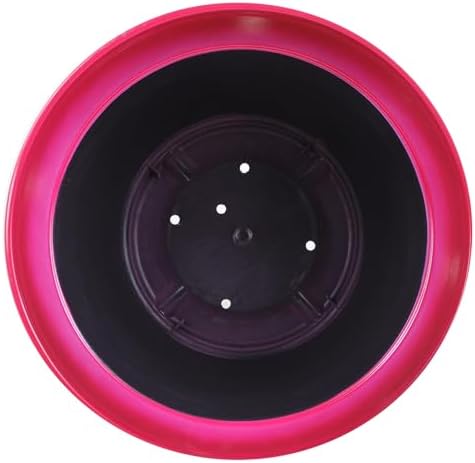 Garden Elements Indoor/Outdoor Glazed Brushed Happy Plastic Planter, Large, Bright Pink, 15" - Image 3