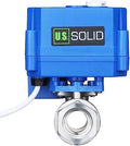 U.S. Solid 1/2 in 304 Stainless Steel Motorized Ball Valve, NSF Certified, Full Port, 9-24 V AC/DC, 3-Wire Latching Self-Hold, Manual Override, Position Indicator by USSolid