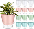Funnymoom 12 Pack 6 Inch Self Watering Plant Pots Self Watering Planters with with Visual Reservoir and Drainage Hole Plastic Flower Pots for Indoor Plants African Violets Flowers by Funnymoom