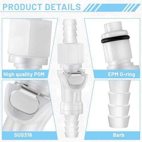 Chunful 10 Pcs 3/8" Quick Disconnect Connect Hose Barb Insert Fittings Plastic Male Female Coupling Connector 5 Female and 5 Male Connectors - Image 3