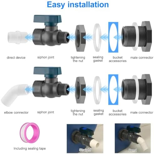 4 Pack 3/4 in Rain Barrel Spigot Kit PVC Garden Rain Barrel Valve - Image 3
