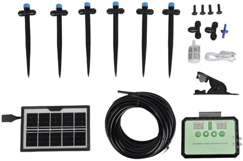 Asixxsix Automatic Watering System for Potted Plants, Solar Powered Timer Controlled 70% Water Saving Drip Irrigation Kit, Watering System with 1.5W Solar Panel 10M Hose (Black) - Image 5