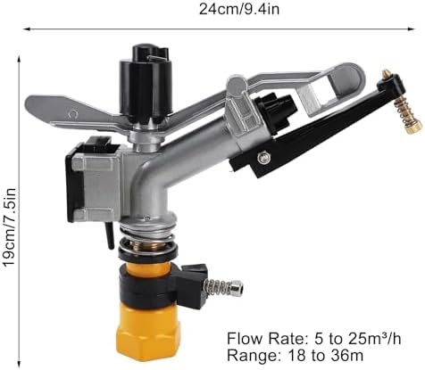 Impact Sprinkler 360 Degree Auto Rotating Large Area Irrigation Sprinkler with 1 Inch FNPT Interface for Yard Garden Lawn - Image 4