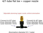 Adjustable Brass Atomizing Nozzle with Drip Connector, Micro Spray Drip Emitter, Adjustable Sprinkler Drip Sprayer Kit 20pc Copper Nozzle+8/11 tee - Image 4