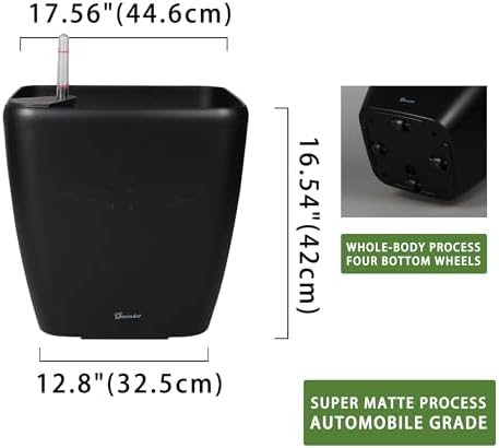 Dexceder 18x17 Self Watering Planter with Wheels (Black Matte) - Image 3