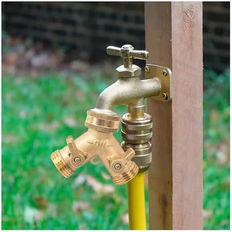 3/4 Inch Heavy Duty Brass Way Splitter, Garden Hose Manifold Connector With Comfort Grip ON/OFF Valves, Adapter For Water Faucet(US NPT) - Image 6