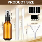60 Pack 1oz Amber Glass Spray Bottles Portable Travel Bottles with Mini Funnel Dropper Labels and Marker Refillable Spray Bottle for Cosmetic Essential Oils Skin Care Daily Cleaning - Image 2