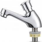 Time Delay Faucet G1/2 Thread, Self Closing Water Saving Tap Copper Chrome Plated, Single Cold Metering Valve for Public Outdoor and Laundry Utility by Unknown