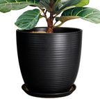 12 Inch Pots for Plants - Ceramic Planter Pot, Large Flower Pot with Drainage Hole and Saucer for Home Patio Garden Office Indoor Outdoor, Black by EPFamily