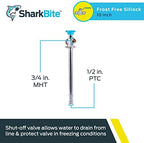 SharkBite 10 Inch Frost Free Sillcock, 1/2 x 3/4 Inch MHT, Push to Connect Brass Plumbing Fitting, PEX Pipe, Copper, CPVC, PE-RT, HDPE, 24629LF - Image 2