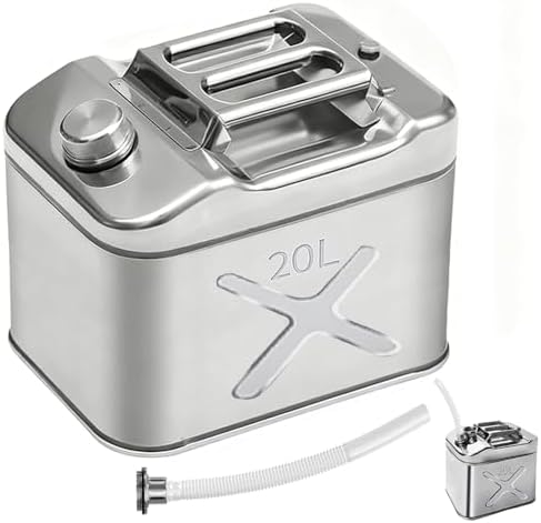 5 Gallon (20QT) 304 Stainless Steel Oil Storage Can with Spout, Food-Grade Cooking Oil Dispenser, Easy Pour Design for Restaurant, Food Truck, Camping Garden by Unknown