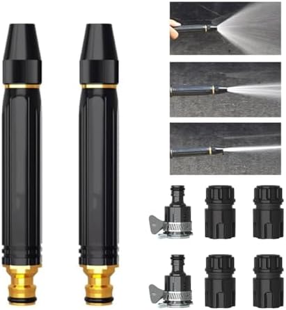 Home High Pressure Water Gun, Adjustable Metal Garden Hose Nozzle with Leak-Proof Connector, Heavy Duty Water Sprayer for Car Washing, Plant Watering, Patio, Floor and Outdoor Cleaning (2Pcs) by ByCallMax