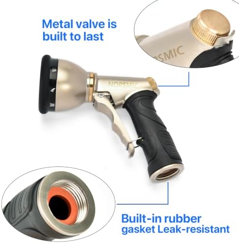 Garden Hose Spray Gun, 10-Pattern High Pressure Metal Nozzle - Image 5
