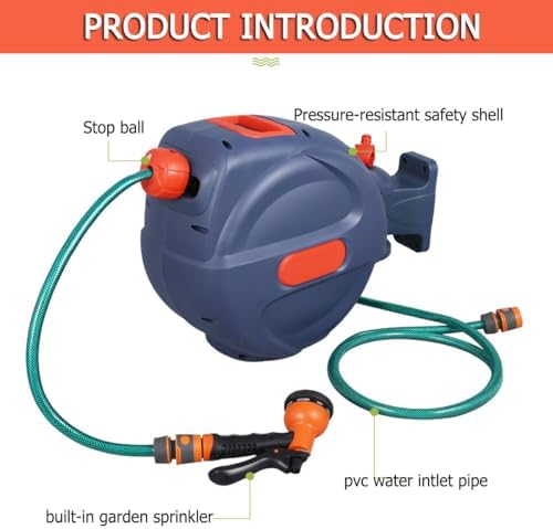 Auto Reel Retractable Hose,Garden Hose Reel Wall Mounted,10+1M/15+1M/18+1M,with Handle,with Abs Adjustable Nozzle,180° Rotating Base.10 Meters - Image 5