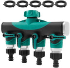 Heavy Duty Metal 4 Way 3/4'' Thread Faucet Splitters with Shut Off Valves for Garden Hose Adapter Outdoor Water Tap Connectors(NPT-1PCS) by Unknown