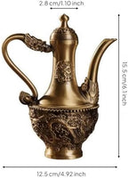 Menolana Brass Vessel Vintage Pot Copper Antique Decorative Relief Dragon Immortal Bird Handled Spout Suitable for Shelf Table Cabinet Display 12.5cmx15.5cm - Image 7