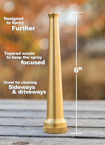 10-Pack 6" Garden Water Hose Nozzle for Yard - Heavy Duty Solid Brass PowerBlast Super Sweeper High Pressure 3/4 Inch GHT Thread Inlet - for Cleaning Driveway, Pool, Kennel and Car - Image 2