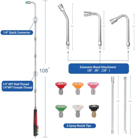 DUSICHIN Pressure Washer Extension Wand Gutter Clean Power Washer Lance - Image 2