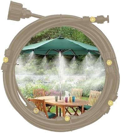 Misting Cooling System with Brass Fog Nozzles, Garden Greenhouse Watering System, Fog Cooling Patio Mister for Backyard, Garden, Greenhouse, Umbrella, Deck, Canopy, Pool, Porch (Size : 14M(45.9ft)-20 by Unknown