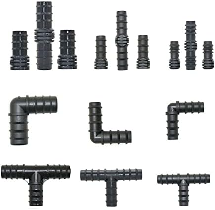 Generic 16mm 20mm 25mm Garden Irrigation Pipe Barb Connector Tee Elbow End Plug PE Pipe Coupler Micro Drip Irrigation Adapter For Garden(Black) by Unknown