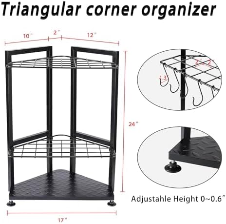 YueTong Garden Tool Organizer for Corner,Yard Tools Rack for Garage Storage Organization,Garage Tool Holder Free Standing No Mount.Heavy Duty and Solid Metal for Indoor and Outdoor Use. - Image 3