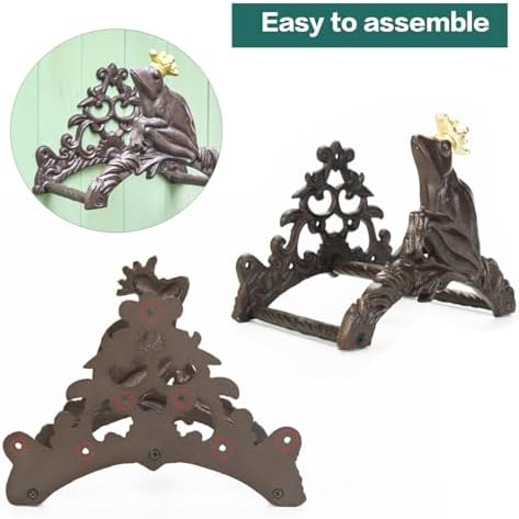 Sungmor Heavy Duty Cast Iron Garden Hose Holder | Water Hose Hanger Wall Mounted | Decorative Indoor Outdoor Hose Rack Reel | 50FT 75FT 100FT Water Hose Bulter Storage | Lovely Frog Metal Hose Stand - Image 3