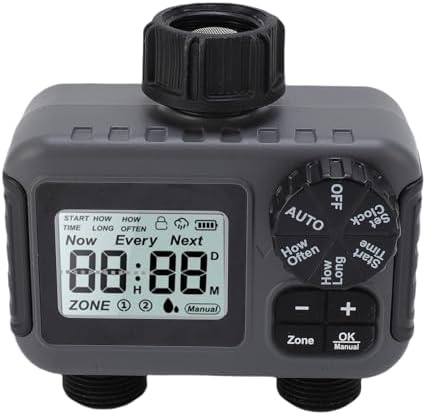 Water Timer for Garden Hose, 2 Zone IPX5 Sprinkler Timer, Programmable Garden Hose with Rain Delay Manual Watering for Lawn Yard - Image 3