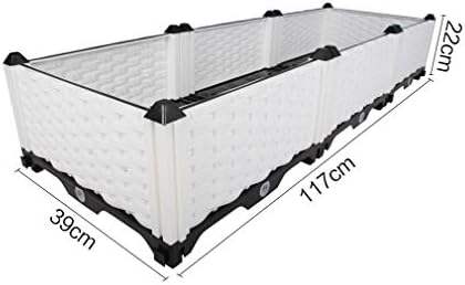 Hershii Plastic Rectangular Raised Garden Bed Indoor Outdoor Planter Box Kit Container for Growing Vegetables, Plants, Herbs, Flowers & Succulents - White - 46.06 X 15.35 X 8.66 Inches - Image 2