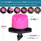 Drip Irrigation Emitters 500pcs Adjustable 8-Holes Drippers Irrigation Spinkler Nozzle Balcony Greenhouse Watering Emitters(J-Pink sharped) - Image 2