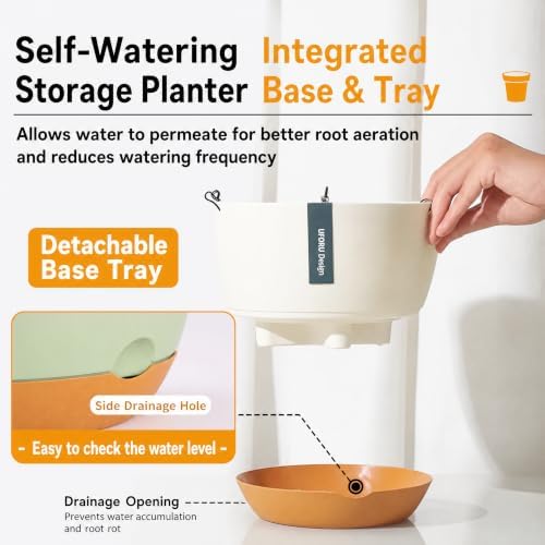 11.4 Inch, 2-Pack Large Self Watering Hanging Planters, Durable Resin Pots for Indoor Outdoor Plants with Detachable Bottom, Water Storage, Breathable Drainage (Dark Gray, 2) - Image 7