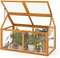 Giantex Wood Cold Frame Greenhouse, Portable Raised Flower Planter Protection with Transparent Panels & Adjustable Roof, Small Indoor Outdoor Hot House for Garden Balcony, 40”x21”x28” by Giantex