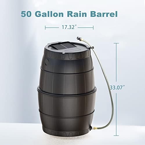 SQUEEZE master 50 Gallon Rainwater Collection Barrel Without Stand-BPA Free Home Rain Catcher with Water Diverter, Outlet Hose-Flatback Designed Water Storage Collection Barrel for Gardens and Plants - Image 2