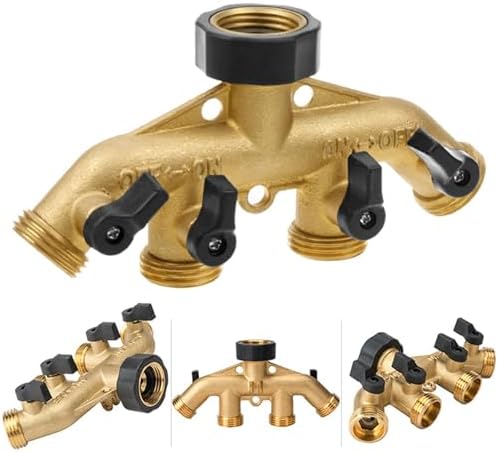 Garden Hose Splitter 4-Ways Heavy Duty Brass Garden Hose Splitter Bibcock Connector Spigot Adapter Tap Faucet Kink Protector ﻿(4-WAYS-USA) - Image 5