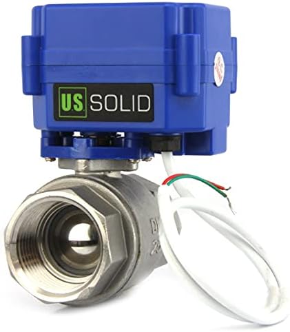 U.S. Solid Motorized Ball Valve- 1" Stainless Steel Ball Valve with Full Port, 9-24V AC/DC and 2 Wire Auto Return Setup, Normally Open by USSolid