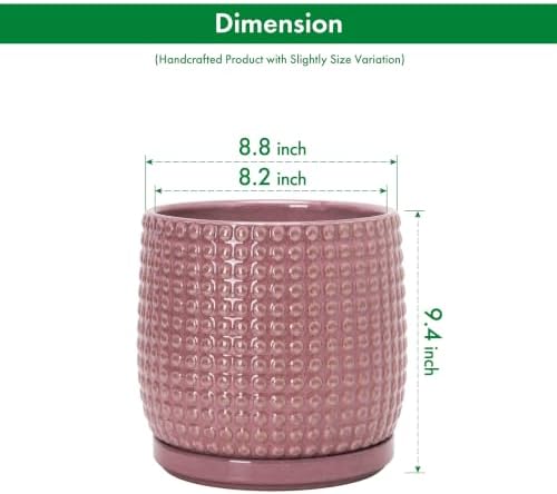 D'vine Dev Beaded Ceramic Pot with Saucer, 8 in, Blush Mauve, 27-C-Q-K - Image 3