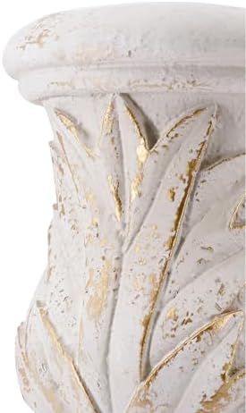 Ornate Magnesium Urn Planter, 16.9 Inch, White and Gold - Image 7