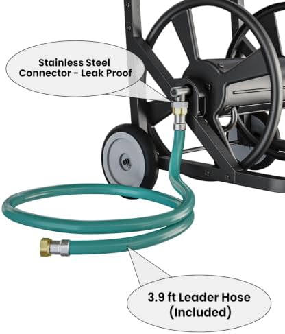 Artigarden Garden Hose Reel Cart with Wheels, Outdoor Water Hose Cart Black - Image 5