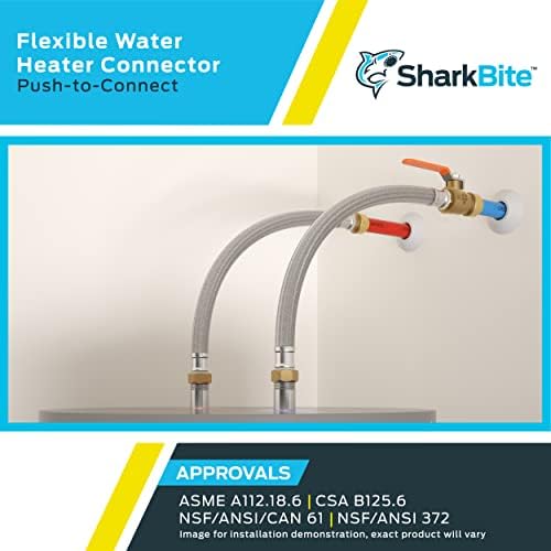 SharkBite 3/4 Inch Ball Valve x 3/4 Inch FIP x 18 Inch Stainless Steel Flexible Water Heater Connector, Push to Connect Brass Plumbing Fitting, PEX Pipe, Copper, CPVC, PE-RT, HDPE, U3088FLEX18BVLF - Image 5