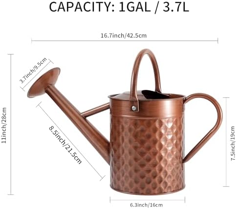 1 Gallon Metal Watering Can for Outdoor Indoor Plants, Copper Colored Watering Can with Removable Spray Spout, Ideal for Garden Watering - Image 7