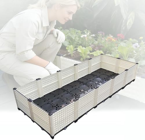 Raised Garden Bed, All-Weather Planter Container, Elevated Planter Box, Large Outdoor Rectangle Planters for Patio, Deck, Backyard, Balcony, Porch (White)(1-Tier) by Unknown