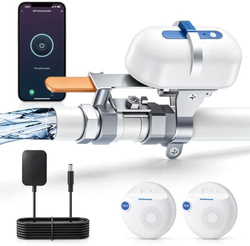 WiFi Smart Water Leak Detection & Auto Shut-Off Kit – 1 EVO Valve Controller + 2 Wireless Sensors, No Hub Needed, Works with Alexa & Google Home, Real-Time App Alerts for Home & Business by Crispaire