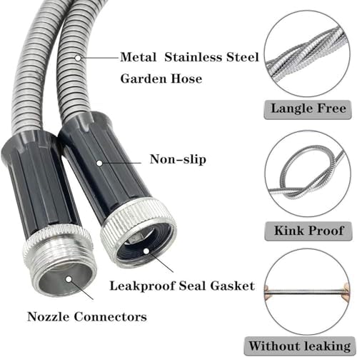 Garden Hose 100FT. Stainless Steel Flexible Water Pipe 100FT with Sprayers - Image 2