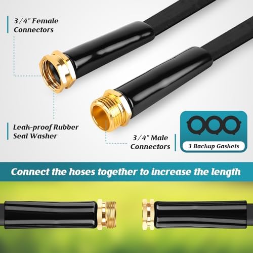 Itsonestep Garden Hose 100ft, Non-Expanding Water Hose Lightweight, Flexible Garden Hose with 10 Function Nozzle, Kink-Free, Sturdy, High-Pressure, Abrasion Resistant Hoses for Yard, Garden (Black) - Image 2