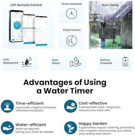 Watering Timers, Irrigation Timer Programmable Bluetooth Water for Garden Hose Soak Drip and Lawn for Garden Hose - Image 7
