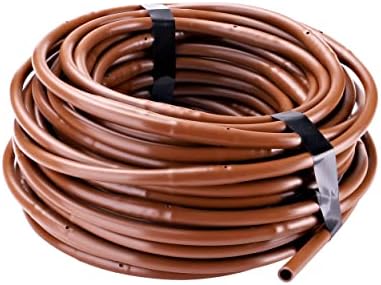 Raindrip R283DT 1/4-Inch Drip-A-Long® Dripline with 1/2 GPH Non-Pressure Compensating Emitters, 12-Inch Spacing, 50-Foot, for Drip Irrigation and Drip Irrigation Systems, Brown by Raindrip
