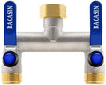 Brass Garden Hose Splitter 2-Way Heavy Duty - 3/4" GHT Threads with 2×304 Stainless Steel Handles, High Flow Design for Efficient Water Distribution by Unknown