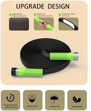 Flat Soaker Hose 50FT for Garden, Upgrade Drip Irrigation Hose with Anodized Metal Ends and Heavy Duty Double-Layer, Leakproof & Flexible Water Saving 80% Hose for Lawn, Beds, Vegetable - Image 3