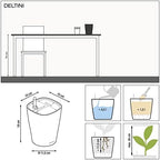 Lechuza 14900 Deltini Self-Watering Planter for Indoor and Outdoor Use, 6" x 6" x 7", White - Image 3