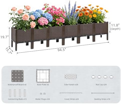 Raised Garden Bed with Legs, 20" Tall Planters for Outdoor Plants 95"Lx16"W - Image 5